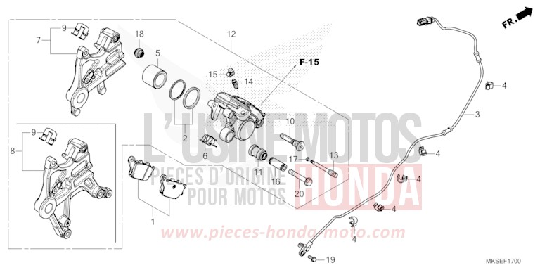 HINTERRAD-BREMSSATTEL von Africa Twin Mechanik PEARL GLARE WHITE (NHB53H) von 2021
